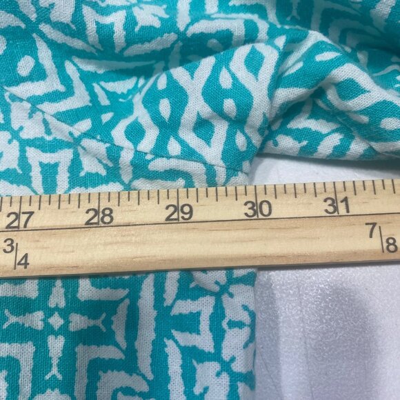 Jessica London Linen Blend Blouse Womens 30 W Plus Size Geometric Roll Tab Sleev - Picture 13 of 15